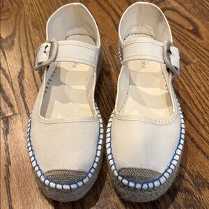 Free People Surfside Mary Jane Espadrille Size 8 Natural Blue Accent